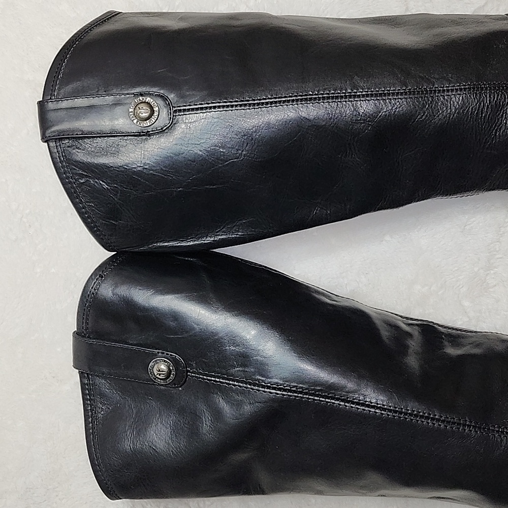Frye Melissa Button Black Tall Leather Riding Boots Size 9 - Picture 13 of 16